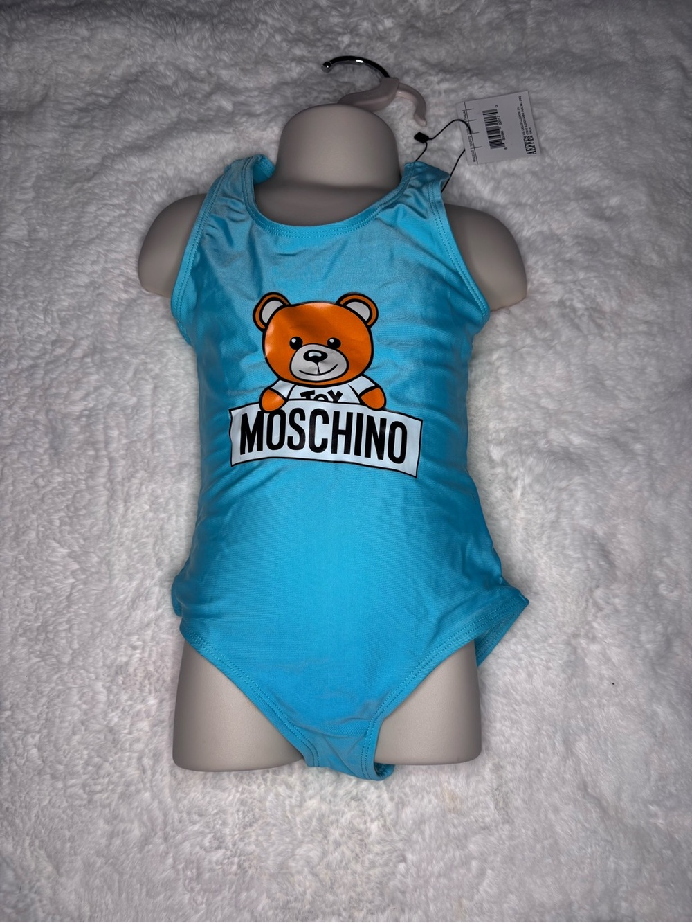 Moschino Blue Teddy Logo Tank Bathing Suit